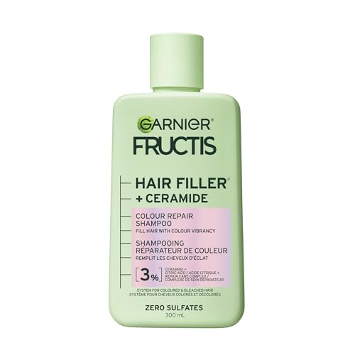 Garnier Fructis Hair Filler + Ceramide Color Repair Sulfate-Free Shampoo, for Colored, Bleached Hair, 9X Smoother & 4 Weeks Vibrant Color, 300ml