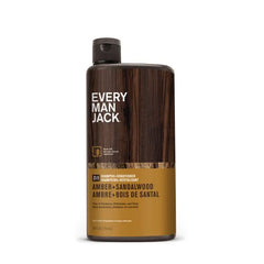 Every Man Jack 2-in-1 Shampoo + Conditioner for Men - Amber + Sandalwood | Nourishing For All Hair Types, Naturally Derived, Cruelty-Free | Cleanse + Moisturize | 24oz -1 Bottle