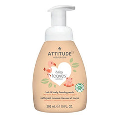 ATTITUDE 2-in-1 Hair and Body Foaming Baby Wash, Made in Canada, EWG Verified Shampoo Soap, Dermatologically Tested, Made with Naturally Derived Ingredients, Vegan, Orange and Pomegranate, 295 mL