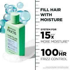 Garnier Fructis Hair Filler + Hyaluronic Acid Moisture Repair Sulfate-Free Shampoo, for Curly and Wavy Hair, up to 15X More Moisture & 100 Hours of Frizz Control, 300ml