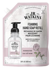 J.R. Watkins Rosewater Foaming Hand Soap Refill Pouch, 828 mL
