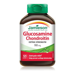Jamieson Extra Strength Glucosamine Chondroitin 900 mg, Provides Joint Pain Relief, Osteoarthritis Support, and Cartilage Protection. Non-GMO, Gluten-Free, 125 Caplets, Proudly Canadian