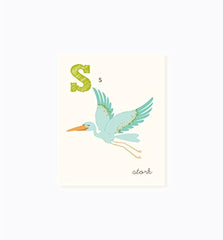 Sea Urchin Studio ABC Wall Art for Kids, S/Stork
