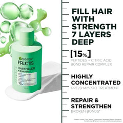 Garnier Fructis Hair Filler + Bonding Fiber Repair Pre-Shampoo Treatment, For Damaged Hair, Repairs & Strengthens Broken Bonds, Fills Hair with Strength 7 Layers Deep,300ml