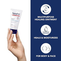 Aquaphor Healing Ointment, Multipurpose Ointment for Dry, Cracked Skin, Chafing, Cuticle Care, Fragrance Free, Non Greasy and Non Comedogenic Body Moisturizer, Dermatological Skin Care, 141g Tube