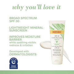 Burt's Bees Sensitive Solutions SPF 30 Gentle Hydrating Day Lotion with Aloe and Rice Milk Broad Spectrum SPF 30, Lightweight Mineral Sunscreen, 99.4% Natural Origin, 51 g