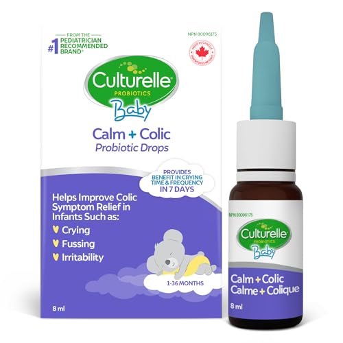 Culturelle Probiotics Calm Plus Colic Baby Probiotic Drops, 8 ml, Helps Soothe Colic, Fussiness, Crying & Irritability, Supports Digestive Health and Comfort for Babies 1-36 Months