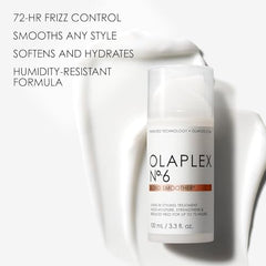 Olaplex N°.6 Bond Smoother: Leave-In Styling Treatment | Smooths, Conditions, & Strengthens | Frizz Control for Up to 72 Hours | For Coily, Curly, Straight, and Wavy, 100 mL / 3.3 Fl Oz