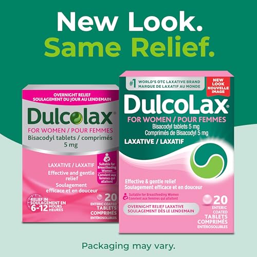 Dulcolax for Women, Bisacodyl 5mg Stimulant Laxatives for Occasional Constipation Relief, Laxative and Constipation Relief for Women, Including Those who are Breastfeeding, 20 Count