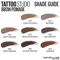 Maybelline New York Tattoo studio Brow Pomade Long Lasting, Buildable, Eyebrow Makeup, Soft Brown, 0.106 Oz