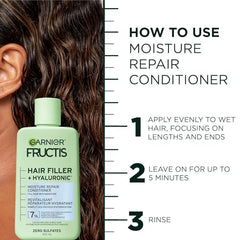 Garnier Fructis Hair Filler + Hyaluronic Acid Moisture Repair Sulfate-Free Conditioner, for Curly and Wavy Hair, up to 15X More Moisture & 100 Hours of Frizz Control, 300ml