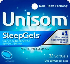 Unisom SleepGels, Nighttime Sleep-aid, Diphenhydramine HCI 50 mg, 32 SoftGels