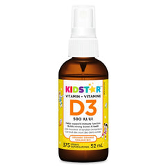 KidStar Nutrients Kids Vitamin D-3 Spray 500 IU Cholecalciferol — Liquid Vitamin D for Kids Toddlers, Vitamin-D for Baby's Bone, Teeth & Immune Support — No-Sugar, Organic Orange, 52 ml, 375 Servings