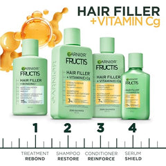 Garnier Fructis Hair Filler + Vitamin C Strength Repair Sulfate-Free Conditioner, for Weak Damaged Hair, up to 4X Less Breakage & 79% More Strength, 300ml