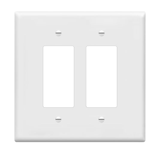 ENERLITES Double Decorator Switch Cover, Two Outlet Wall Plate, Oversized 2-Gang 5.50" x 5.50", Unbreakable Polycarbonate Thermoplastic, UL Listed, 8832O-W, White