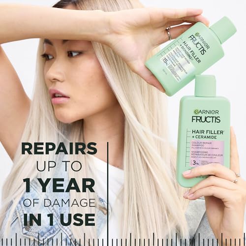 Garnier Fructis Hair Filler + Ceramide Color Repair Sulfate-Free Shampoo, for Colored, Bleached Hair, 9X Smoother & 4 Weeks Vibrant Color, 300ml