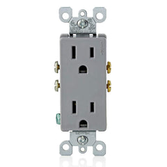 Leviton Decora Duplex Receptacle, 15 Amp, 125 Volt, Residential Grade, Grounding, 05325-0GY, Grey