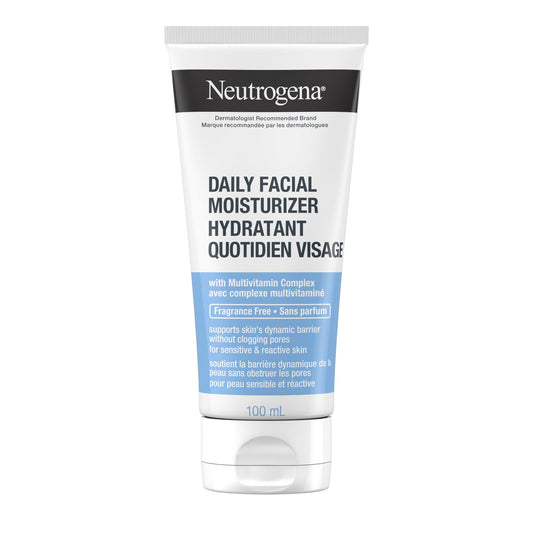 Neutrogena Fragrance Free Daily Facial Moisturizer, Face & Neck Moisturizer for Sensitive Skin with Vitamin B3, Pro-Vitamin B5 & Vitamin E Supports Skin's Dynamic Barrier, 100ml