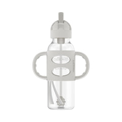 Dr. Brown's Milestones Sippy Straw Bottle with Silicone Handles, Gray, 8 oz
