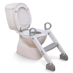 Dreambaby Step-Up Potty Training Toilet Topper - 2-Level Adjustable Potty Training Toilet Seat - Slip-Resistant Floor & Seat Pads - Grey & White