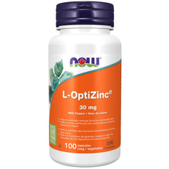 NOW Supplements, L-OptiZinc 30 mg with Copper, Highly Bioavailable Form, Immune Support*, 100 Veg Capsules