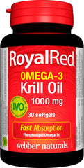 Webber Naturals RoyalRed Krill Oil 1000 mg, 30 Softgels, Supports Cardiovascular Health and Brain Function, Antioxidant Support