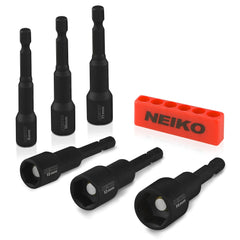 Neiko 10191A Impact Ready Magnetic Nut Driver | 6 Piece | MM | 8 to 14 mm | 2-9/16β Length | Cr-V, Metric,Master Kit