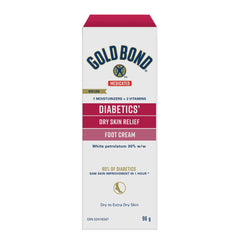 Gold Bond Medicated Diabetics' Dry Skin Relief Foot Cream, 96g Tube, Foot Cream for Dry Cracked Feet With 30% White Petrolatum, Vitamins A and E for Fast, Long-Lasting Dry Feet and Heels Relief