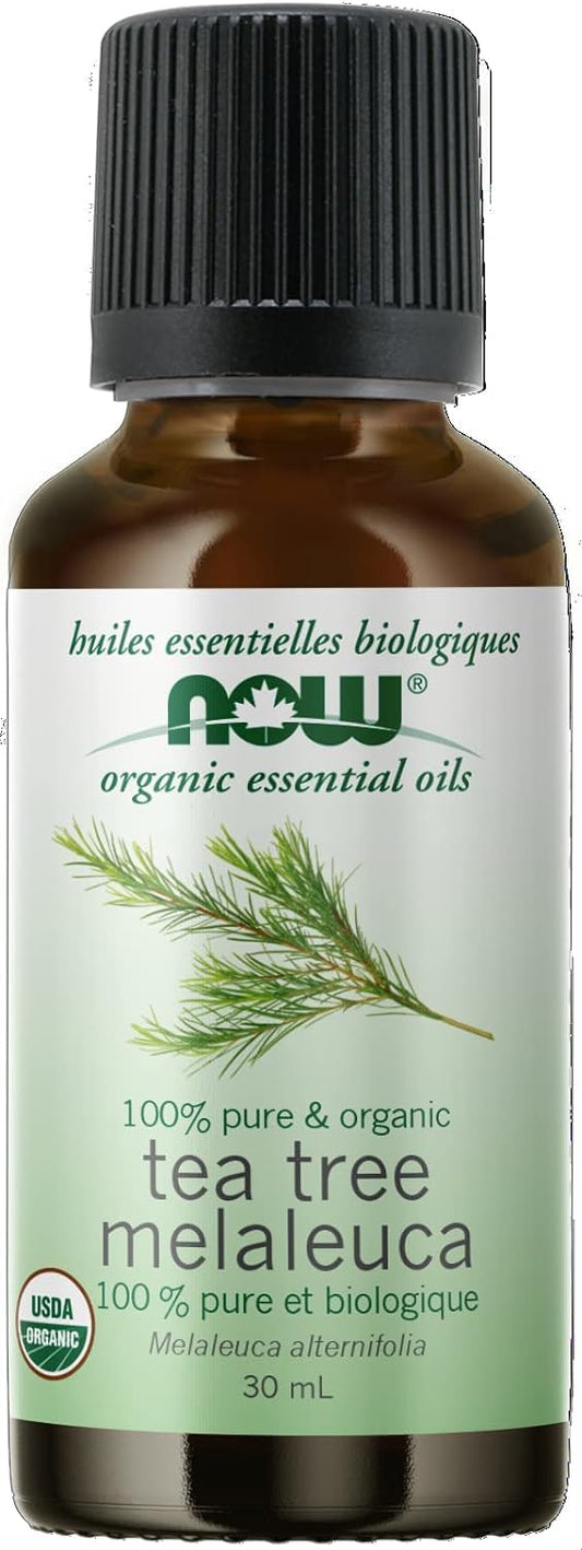NOW Essential Oils, Organic Tea Tree Oil, Cleansing Aromatherapy Scent, Steam Distilled, 100% Pure, Vegan, Child Resistant Cap 30ml