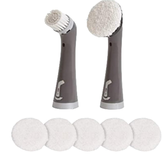 Rubbermaid Cleaning Power Scrubber Brush Polish Detail Kit, 8 Pieces, Red and Gray