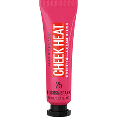 Maybelline New York Cheek Heat Gel-Cream Blush, lightweight, Breathable Feel, Sheer Flush Of Color, Natural-Looking, Dewy Finish, Oil-Free, Face Makeup, Fuchsia Spark, 0.27 Fl Oz