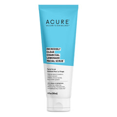 ACURE Incredibly Clear Charcoal Lemonade Facial Scrub, 100% Vegan, for Oily To Normal & Acne prone skin | charcoal, Lemon & Blueberry - Exfoliates & Detoxifies 4 fl Oz (Packaging May Vary)