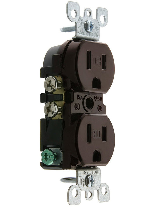 Leviton T5320 15 Amp, 125 Volt, Tamper Resistant, Duplex Receptacle, Residential Grade, Grounding (Brown)