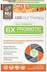 NuLife Therapeutics by NuLife Vitamins LGS Gut Therapy Daily Strength 6x Probiotics 10 Billion with Prebiotics 30 Count
