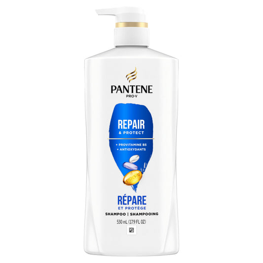 Pantene Shampoo Repair and Protect for Damaged and Bleached Hair Gentle Cleansing Detangles Hair Safe for Color Treated Hair, 530 mL