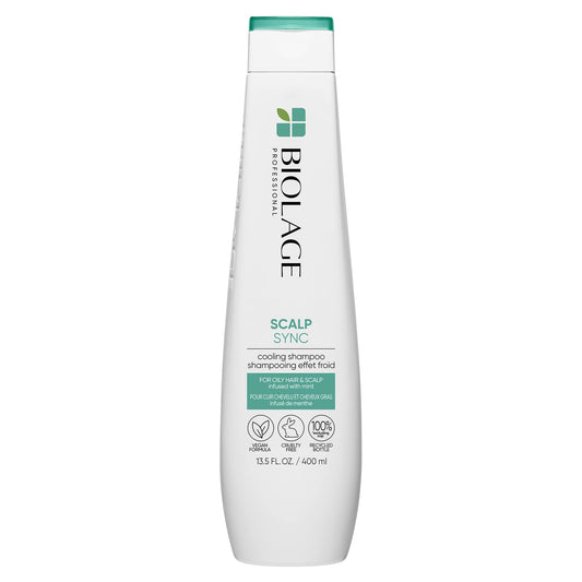 BIOLAGE Cooling Mint Scalp Sync Shampoo for Oily Hair, Cleanses Excess Oil, With Mint, Cool Sensation, Cruelty Free, Vegan, 400ml