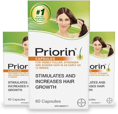 Priorin Hair Growth Vitamins With Biotin for Men and Women - Stimulate Growth, Decrease Hair Loss After Washing - 3x60 Count, 3 Month Supply