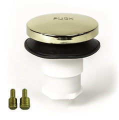 PF WaterWorks PF0935-PB Universal Touch (Tip Toe or Foot Actuated) Bathtub/Bath Tub Drain Stopper Includes 3/8" and 5/16" Fittings, No Hair Catcher, Polished Brass