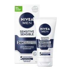 NIVEA MEN Sensitive Face Moisturizer, Men's Face Cream with Chamomile and Vitamin E, No Drying Alcohol, Dermatologically-Tested Skin Care, 75mL