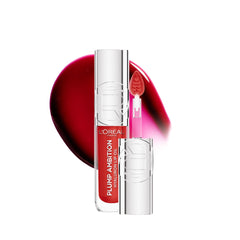 L’Oreal Paris Plump Ambition Tinted Lip Oil, Plumping Lip Gloss, Gentle Tingling, Non Sticky, Hydrating and Moisturizing, Infused with Hyaluronic Acid, CHERRY CHÉRIE, 5 ml