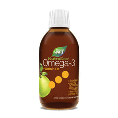 Nature's Way NutraSea +D Omega 3 + Vitamin D Fish Oil Liquid Supplement – Crisp Apple Flavour – Heart, Brain, Bone & Immune Support for Adults and Kids Ages 1+ – EPA & DHA + 1000IU D3, 200 mL