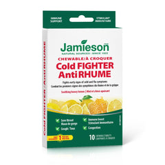 Jamieson Cold Fighter, 10 Chewable Tablets, Honey Lemon Flavour, for Adults and Adolescents (10+), Helps Fight Early Signs of Colds and Improves Cold Symptoms, Proudly Canadian