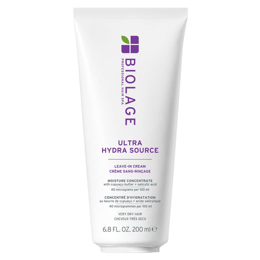 Biolage Leave-In Cream, Ultra Hydra Source Leave-in Cream with Capuacu Butter, Conditions & Softens Hair, For Very Dry Hair, Paraben Free, Vegan, 200 ML, Packaging May Vary