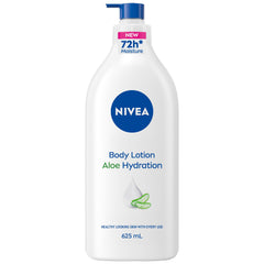 NIVEA Aloe Hydration 72-Hr Moisturizing Body Lotion for Normal to Dry Skin, Lightweight Body Moisturizer with Hyaluronic Acid and Aloe Vera, Refreshing Moisture, 625 mL Bottle