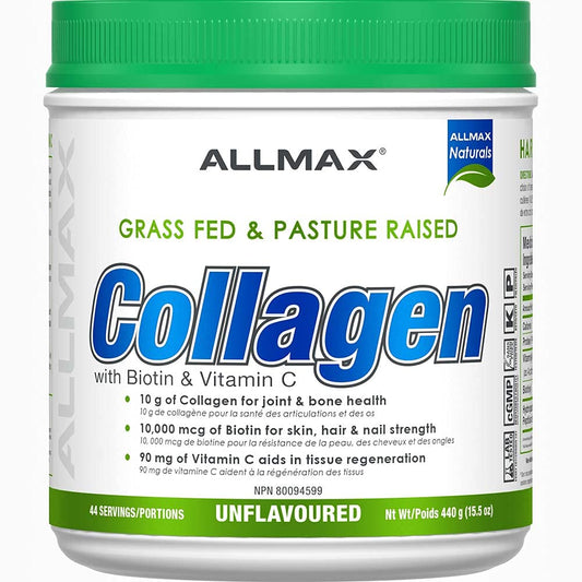 ALLMAX Collagen (with Biotin + Vitamin C) - Unflavored - Grass Fed & Pasture Raised - 440 Gram - 44 Servings