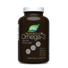 Nature's Way NutraSea HP Omega 3 Extra Strength Supplement with Fish Oil – Fresh Mint Flavour – Heart & Brain Support for Adults and Kids 9+ – 60 Softgels