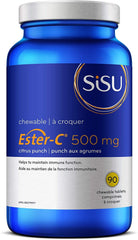 Sisu Ester-C 500mg Chewable Tablets, Citrus, Naturally Sweetened Vitamin C with 24-hour Immune Support, Less Acidic, Better Absorbed & Retained Than Other Forms of Vitamin C, Gluten Free & Vegan