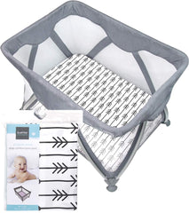 Kushies Baby 100% Breathable Cotton Flannel Pack n Play/Palyard/Playpen Fitted Sheet,Fully Elasticized- Made in Canada, 29" x 42" One Direction Black & White