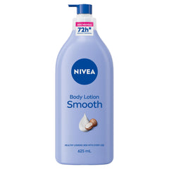 NIVEA Smooth 72-Hr Moisturizing Body Lotion for Dry Skin, Body Moisturizer with Hyaluronic Acid and Shea Butter, Non-Greasy and Quick-Absorbing, 625 mL Bottle
