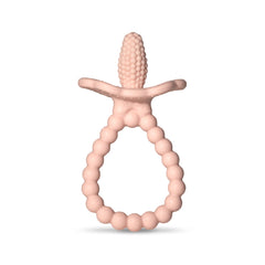 RaZbaby Silicone Baby Teether, BerryBumps Textured Silicone Soothes Babies’ Sore Gums, Infant Front and Back Teething Relief Toy, BPA Free, Easy-to-Hold, RaZberry Plus Fruit Shape